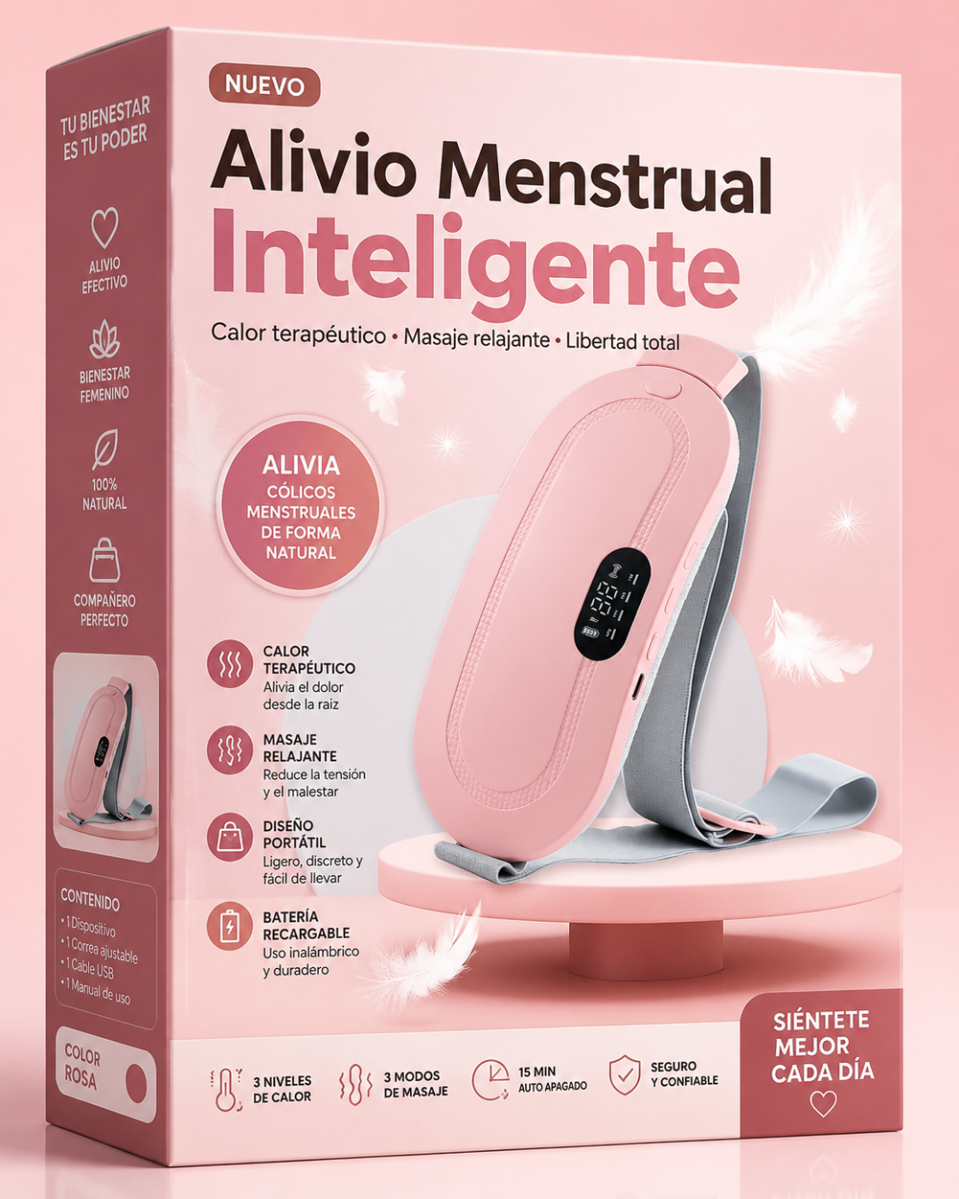 Aliviador térmico para cólicos menstruales.